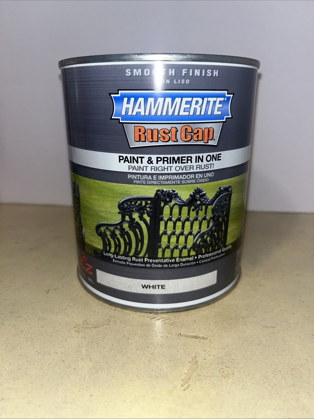 Hammerite Rust Cap Paint Primer – WHITE- Smooth Finish, 1 Quart NEW