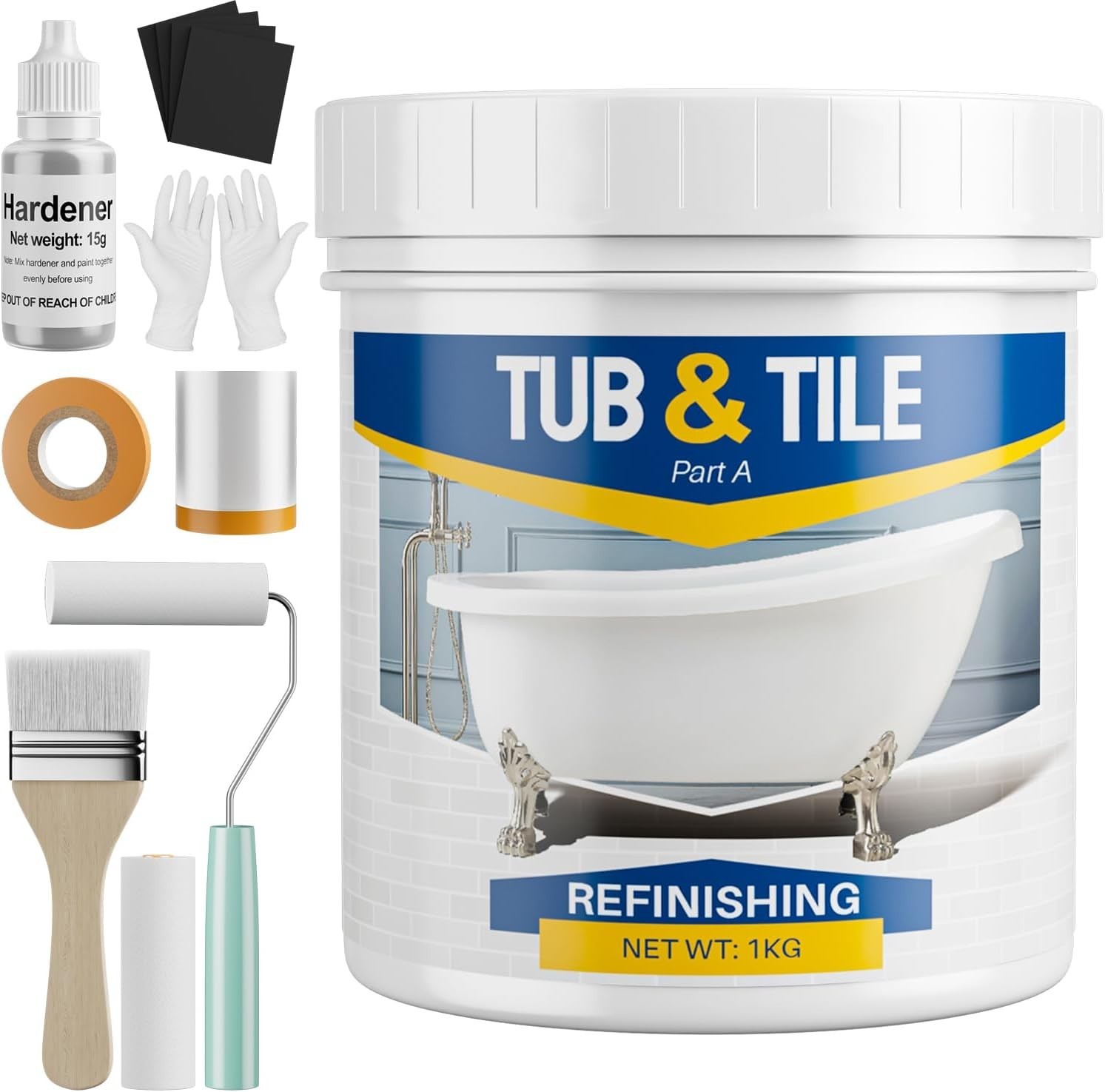 Complete 36oz Tub and Tile Refinishing Kit with Brush – Low Odor, Easy Use