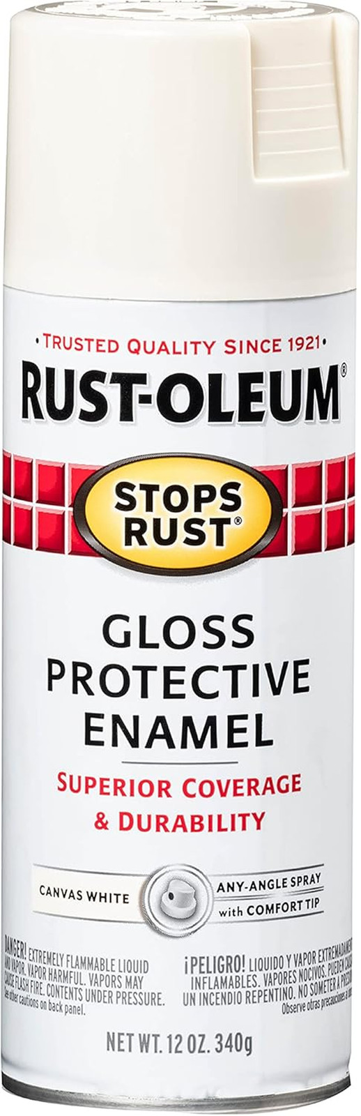 7789830 Stops Rust Spray Paint, 12 Oz, Gloss Canvas White