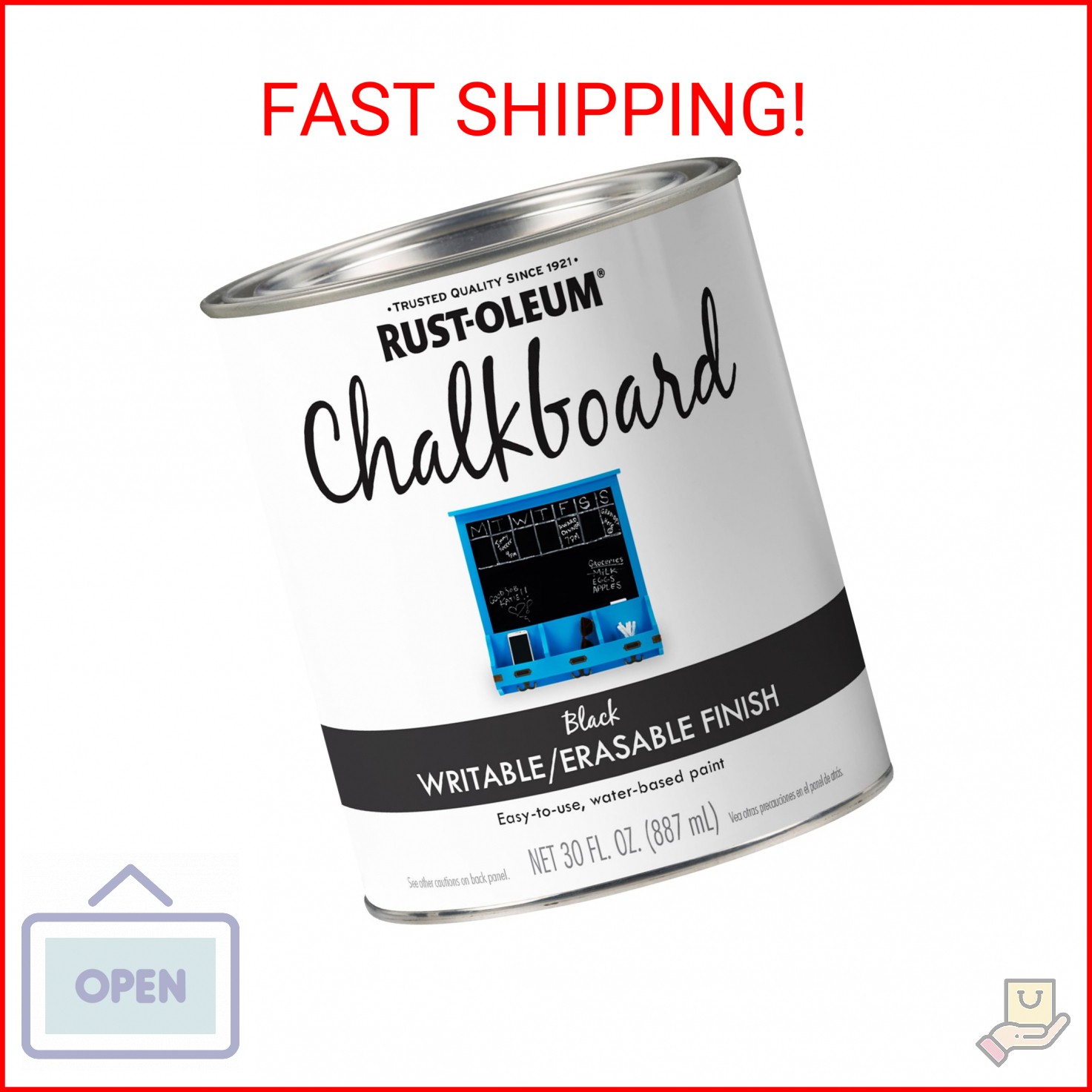Rust-Oleum 206540 Chalkboard Brush-On Paint, 30 oz, Black