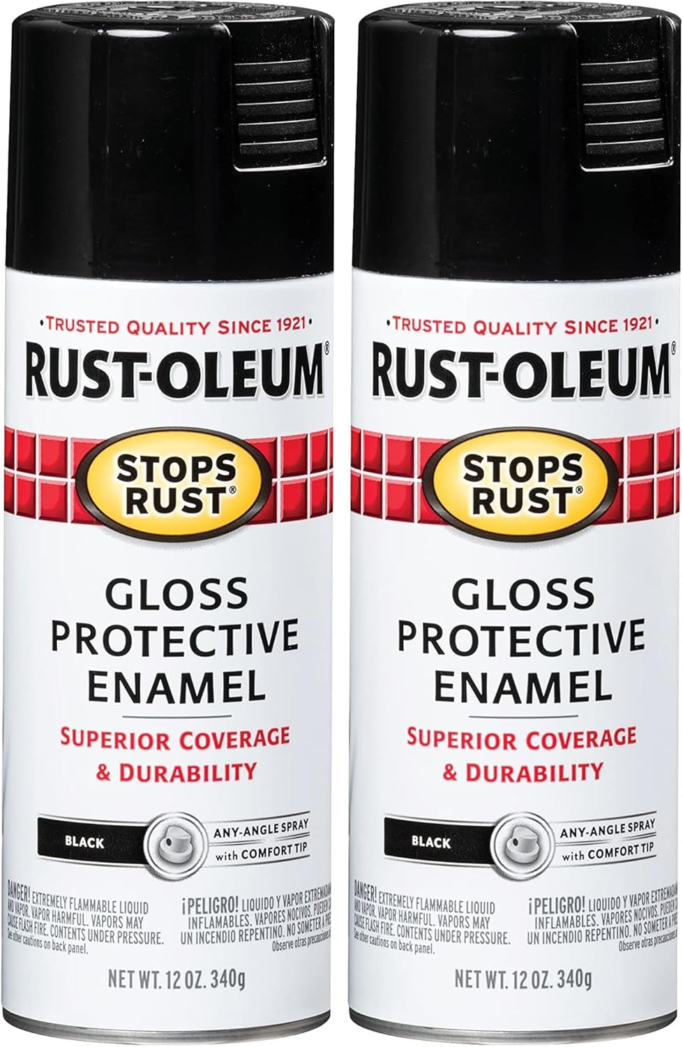 7779830-6PK Stops Rust Spray Paint, 12 Oz, Gloss Black, 6 Pack