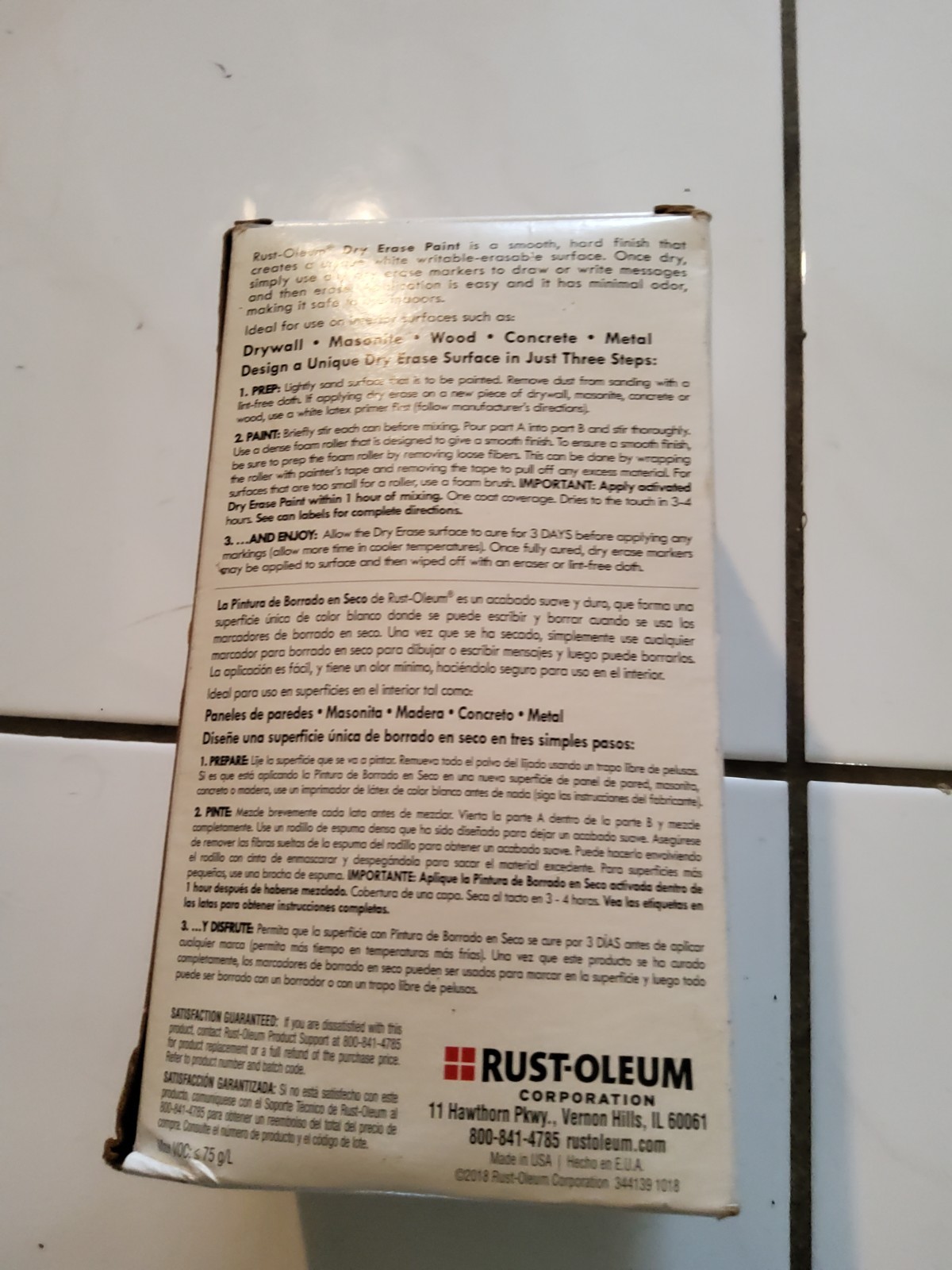 Rust-Oleum Dry Erase Kit Writeable Erasable Finish Walls Doors More 16 FL Oz NIB