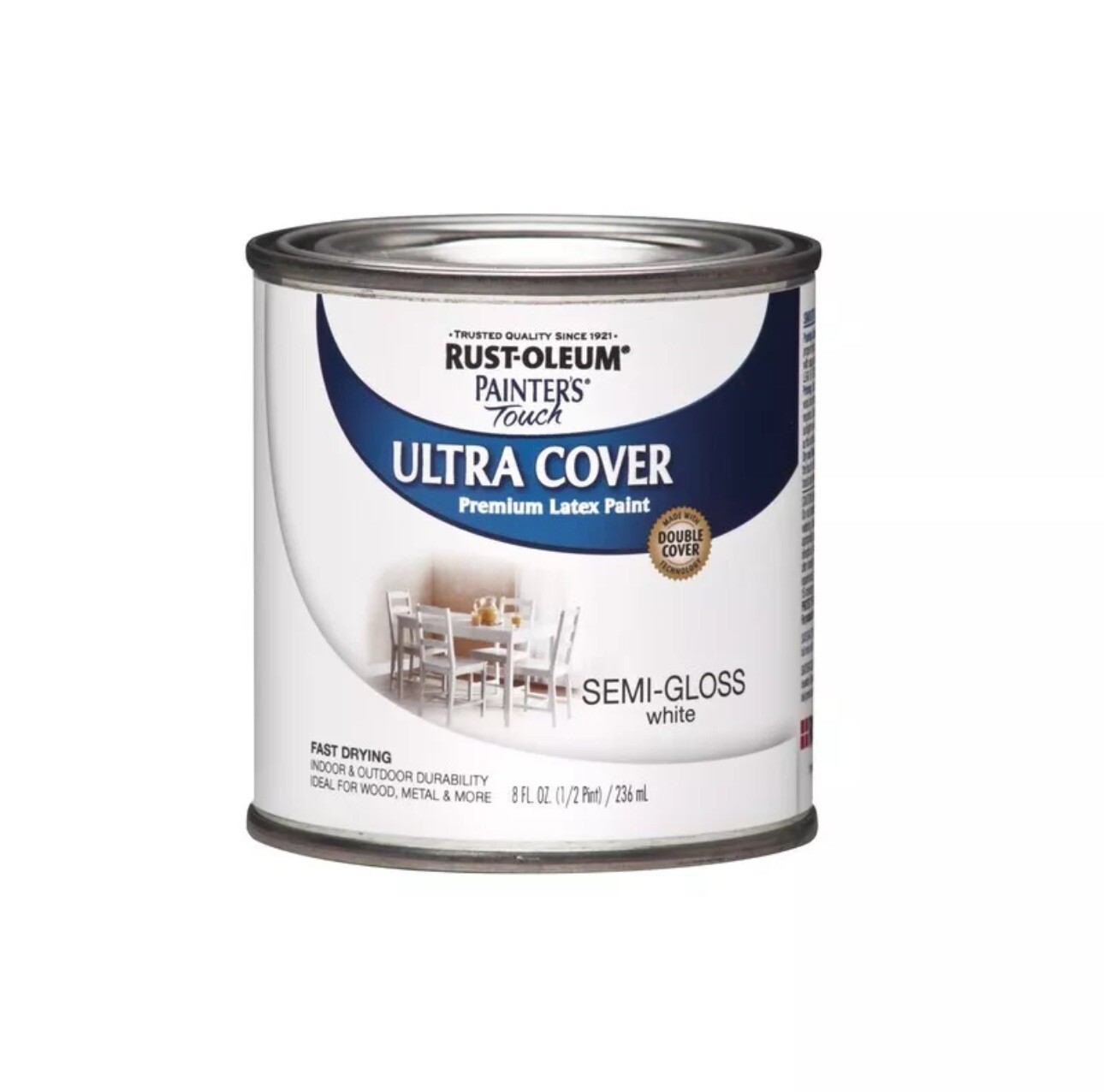 Rust-Oleum Painters Touch Ultra Cover Semi-Gloss White Premium Latex Paint 8oz