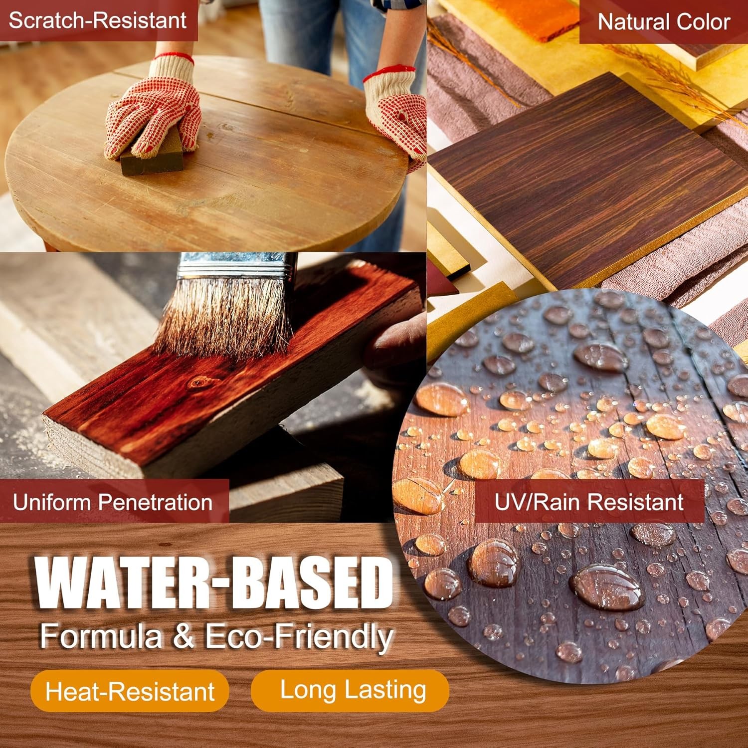 Water Based Wood Stain Dark Oak Wood Varnish Indoor ＆ Outdoor Furniture Wardrobe