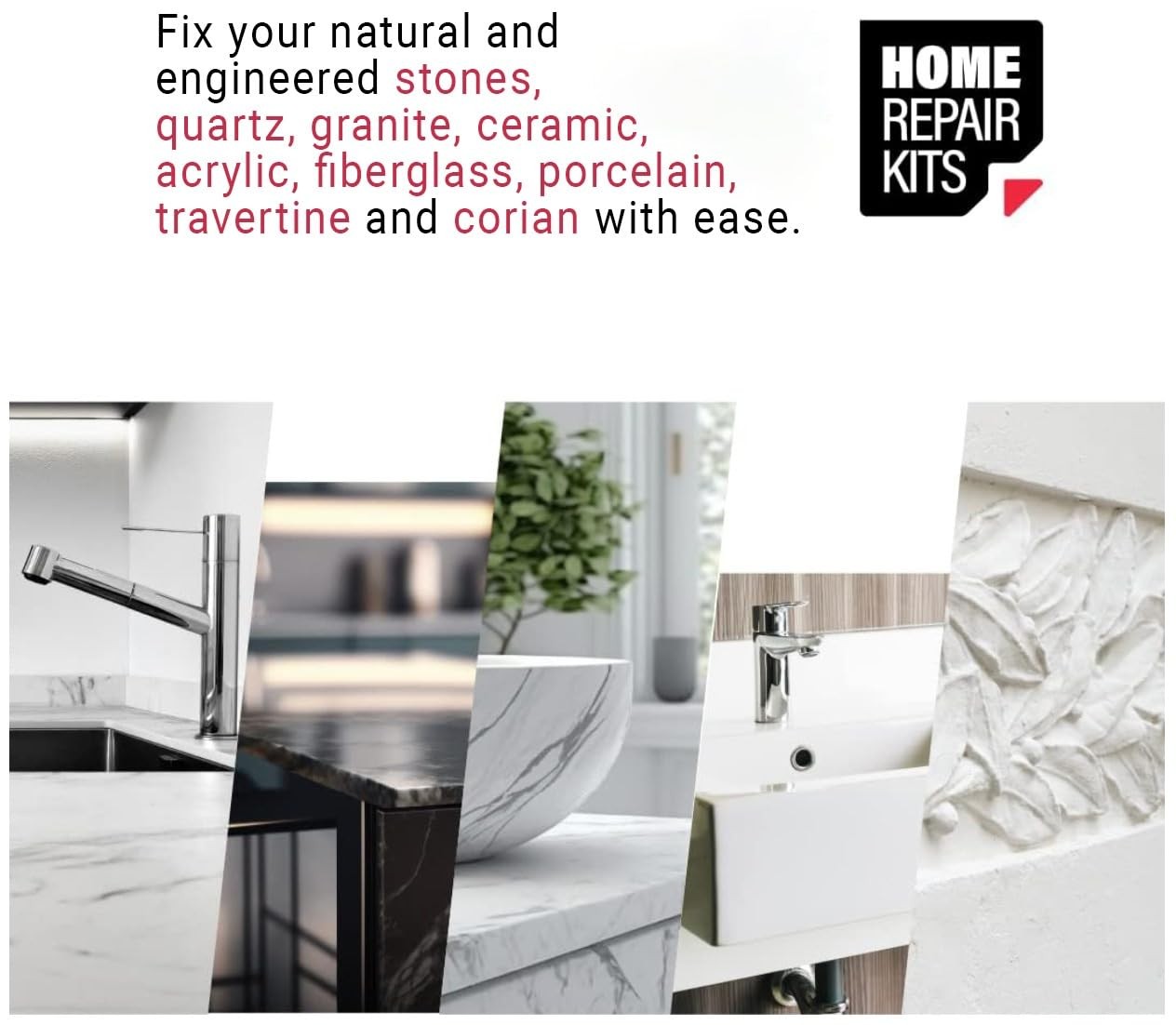 Repair Kit for Granite, Marble, Quartz, Tile, Countertop Ceramic Surfaces