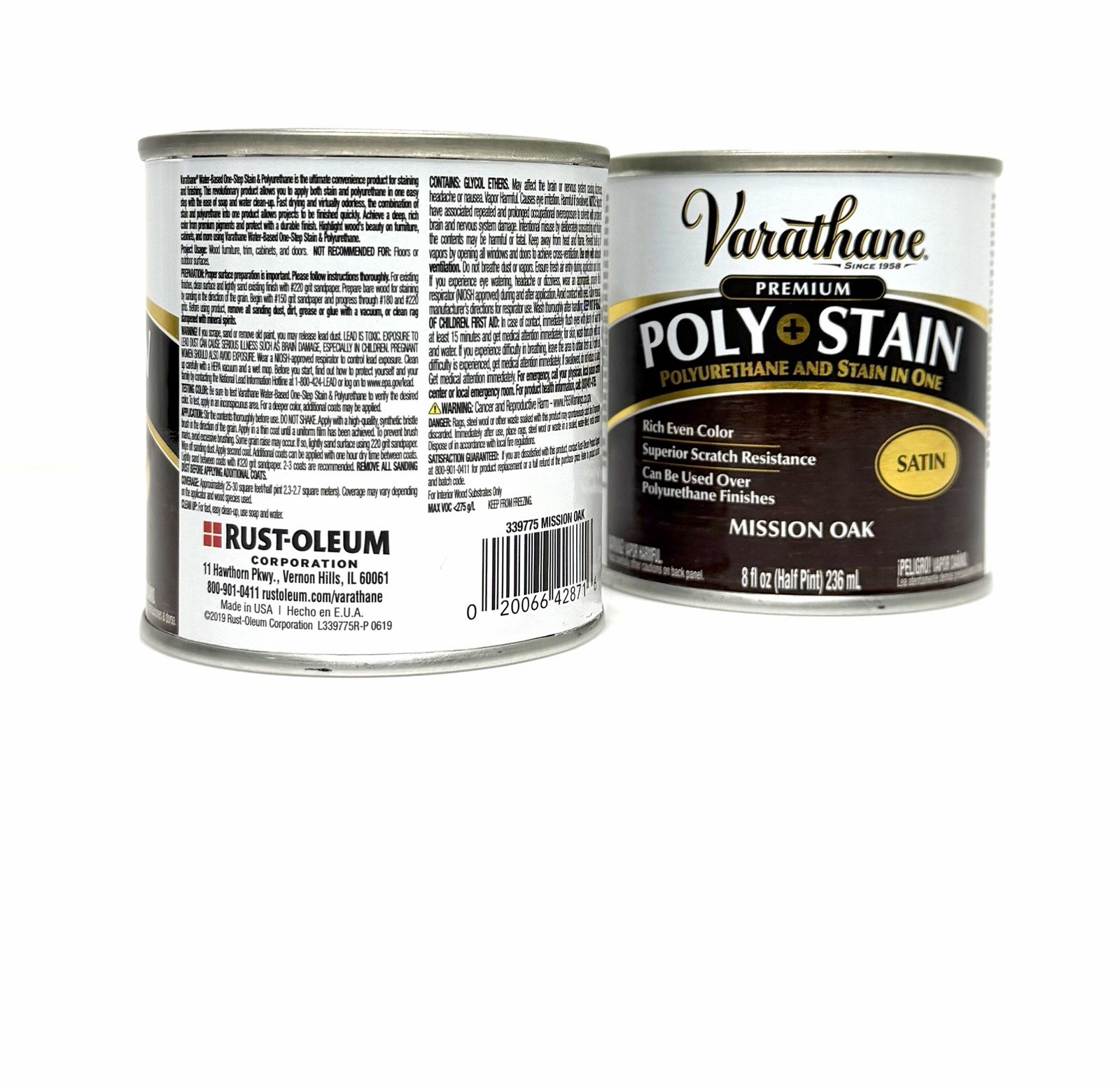 2pk Varathane Poly + Stain Satin Mission Oak 8 fl oz 2in1 Wood Finish