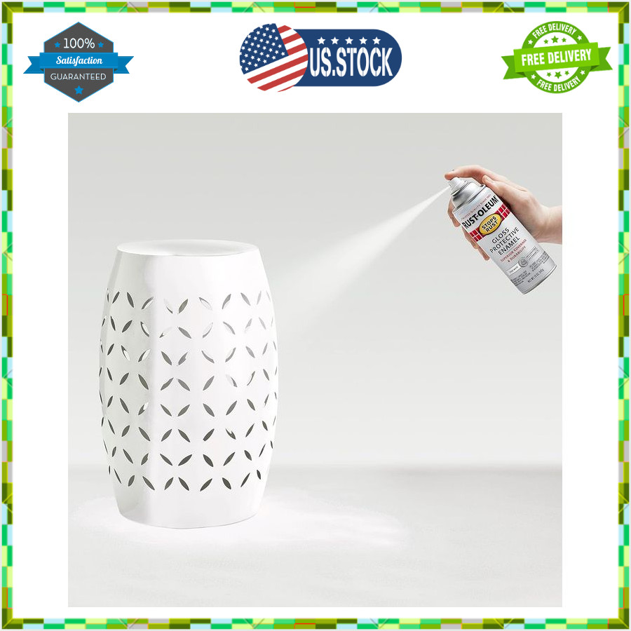 Rust-Oleum Stops Rust Protective Enamel Gloss White Spray Paint 12 oz. USA