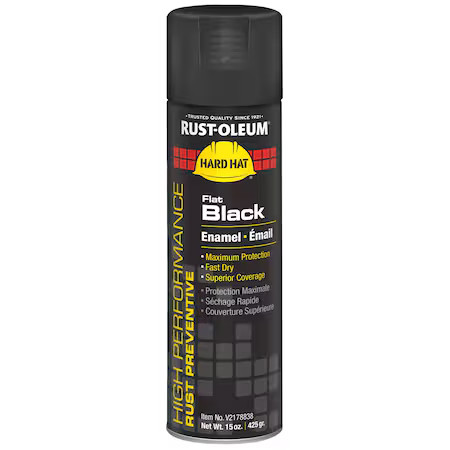Rust-Oleum V2178838 Rust Preventative Spray Paint, Black, Flat, Solvent, 15 Oz