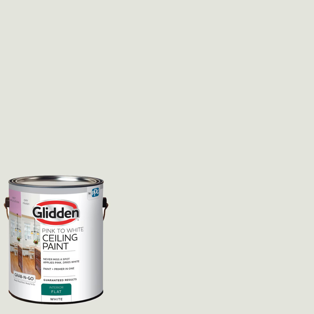 Glidden Grab N Go Interior Ceiling Paint, Flat Pink to White, 1 Gallon, New Can