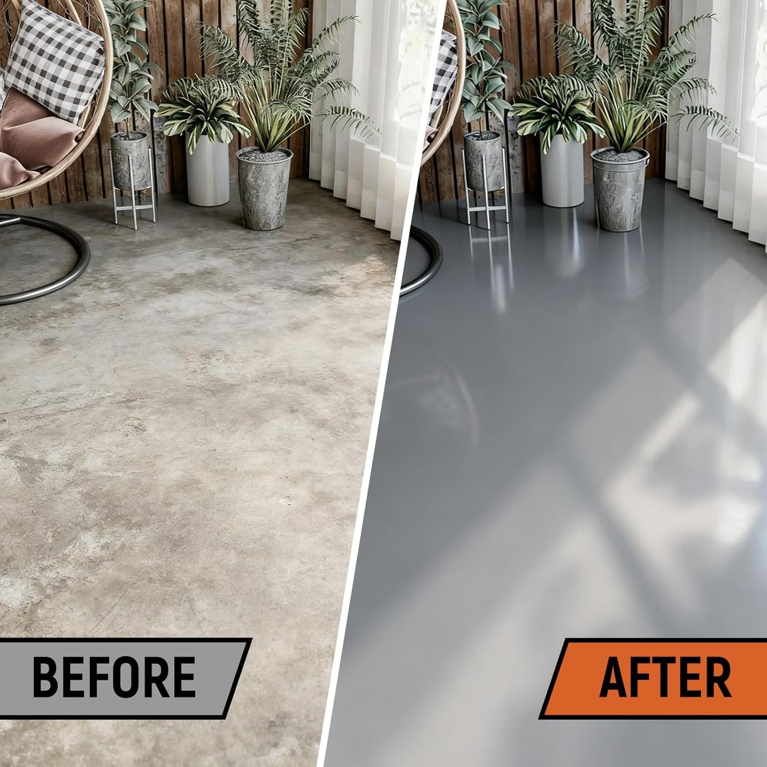 Professional Concrete Floor Paint, 1-Gallon/Light Gray, Epoxy Coating, Suitab…