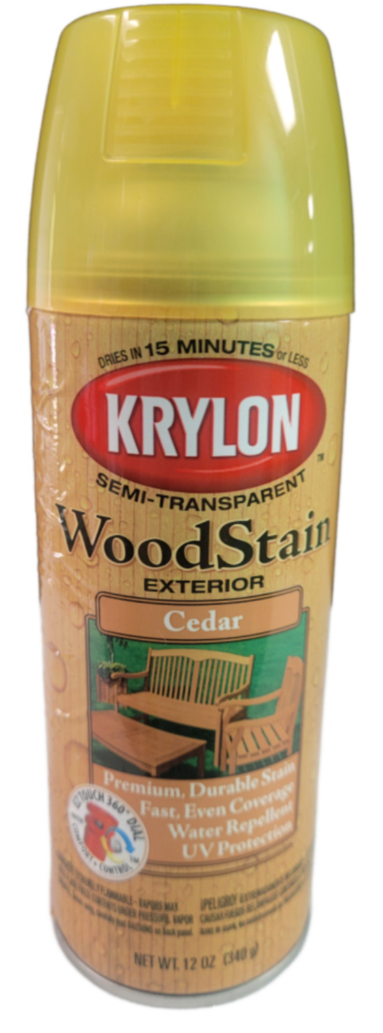 Krylon Wood Stain Spray Cedar 12 oz Exterior Semi Transparent UV Protection 3601