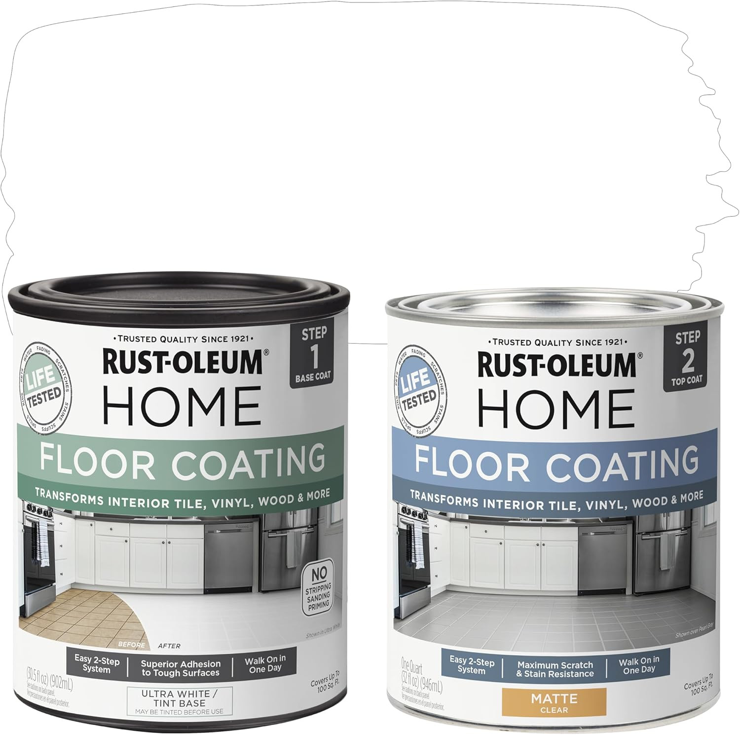 Rust-Oleum 367598 Home Interior Floor Coating Kit, Semi-Gloss Ultra White