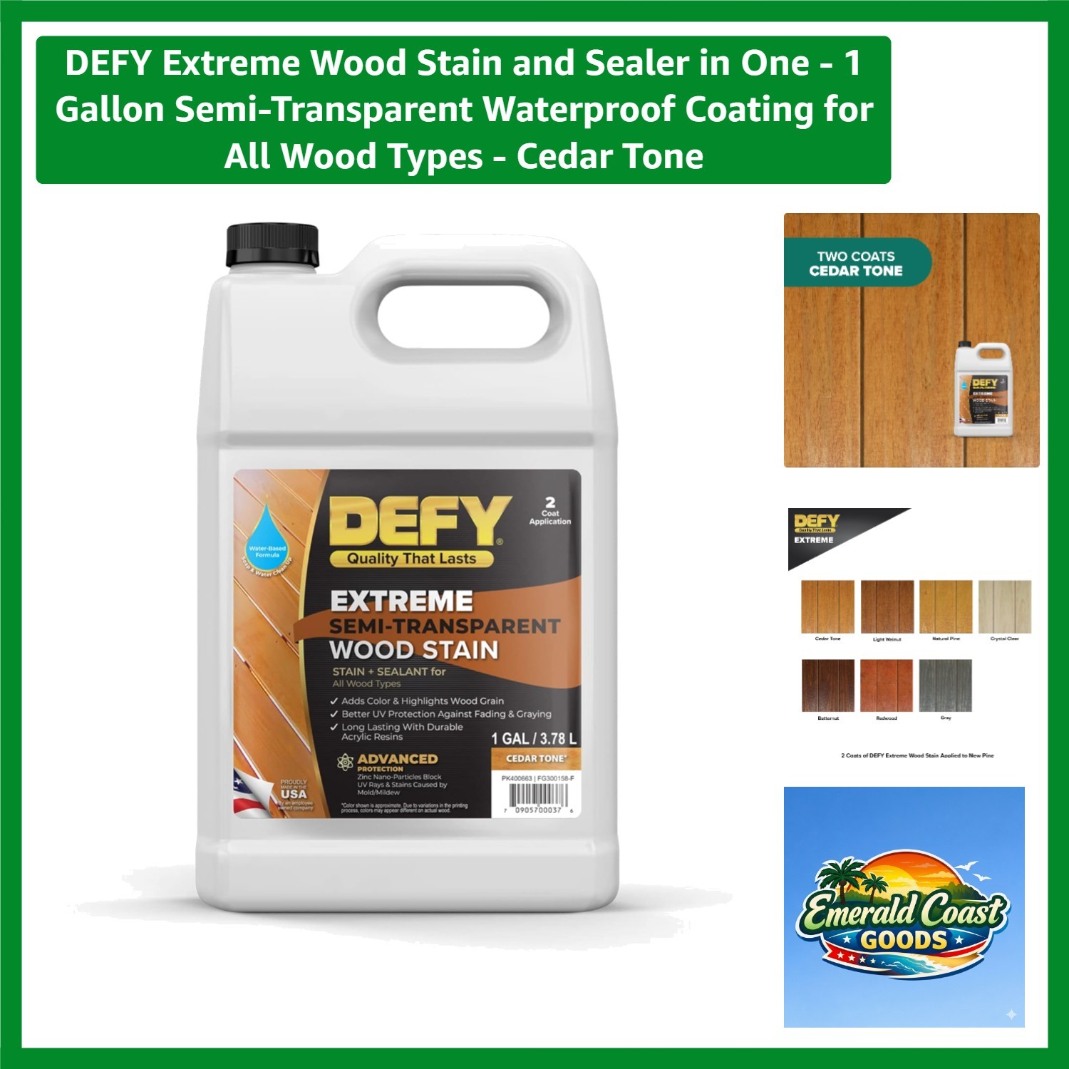 Extreme Wood Stain and Sealer in One – 1 Gallon Semi-Transparent Waterproof C…