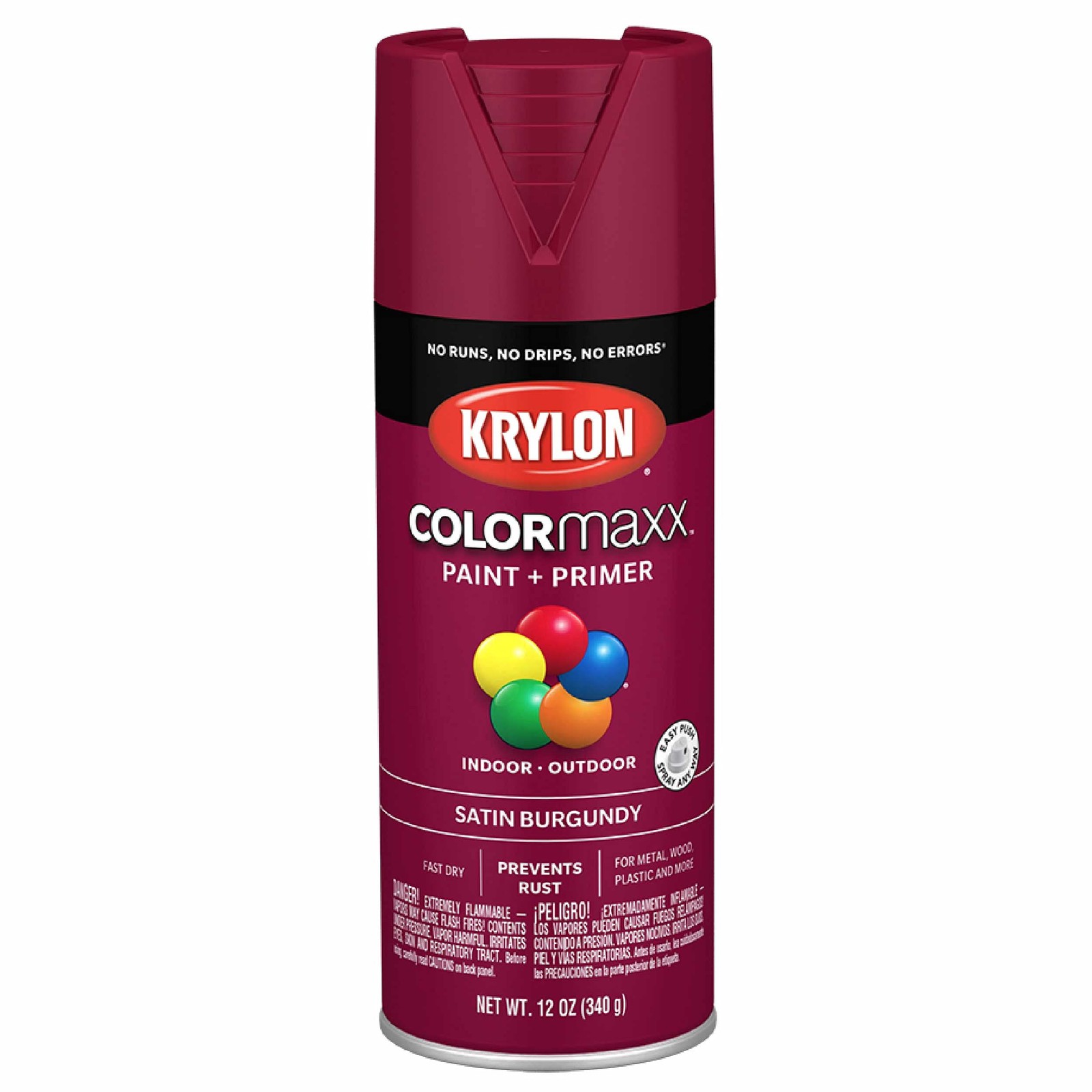 Krylon COLORmaxx Fast Dry Spray Paint 12oz Burgundy Indoor Outdoor Durable 80…