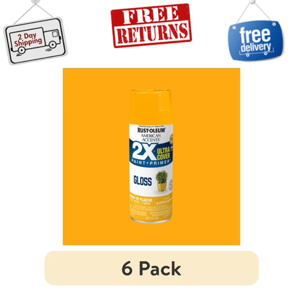(6 PACK) American Accents 2X Ultra Cover Gloss Spray Paint, 12 oz, Multi-Color