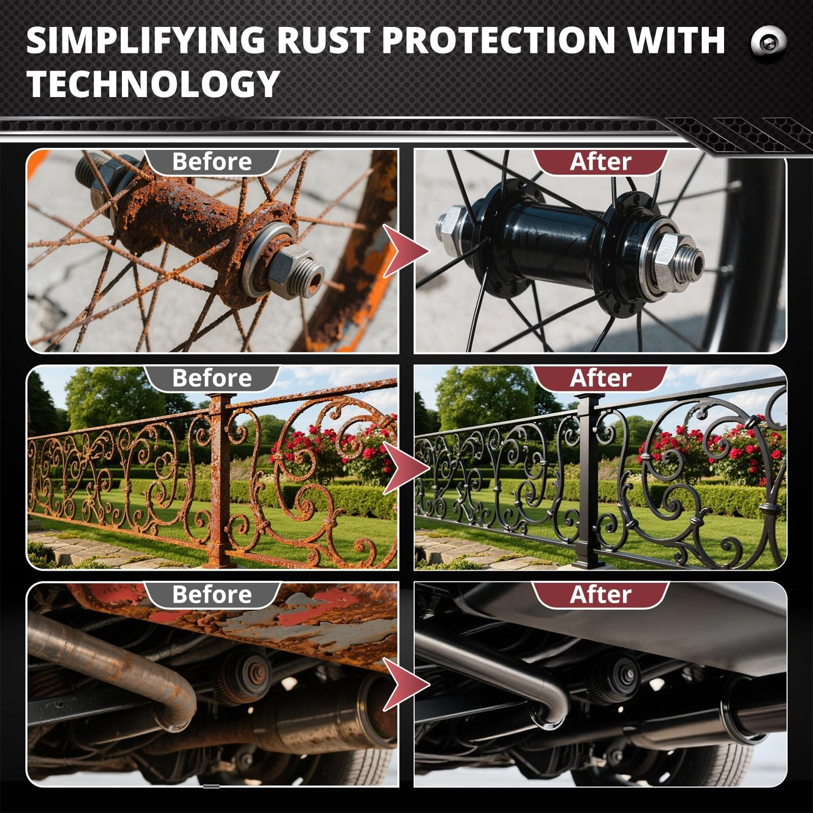 Rust Converter & Primer for Metal – 2-in-1 Protective Coating, 32 oz, Black