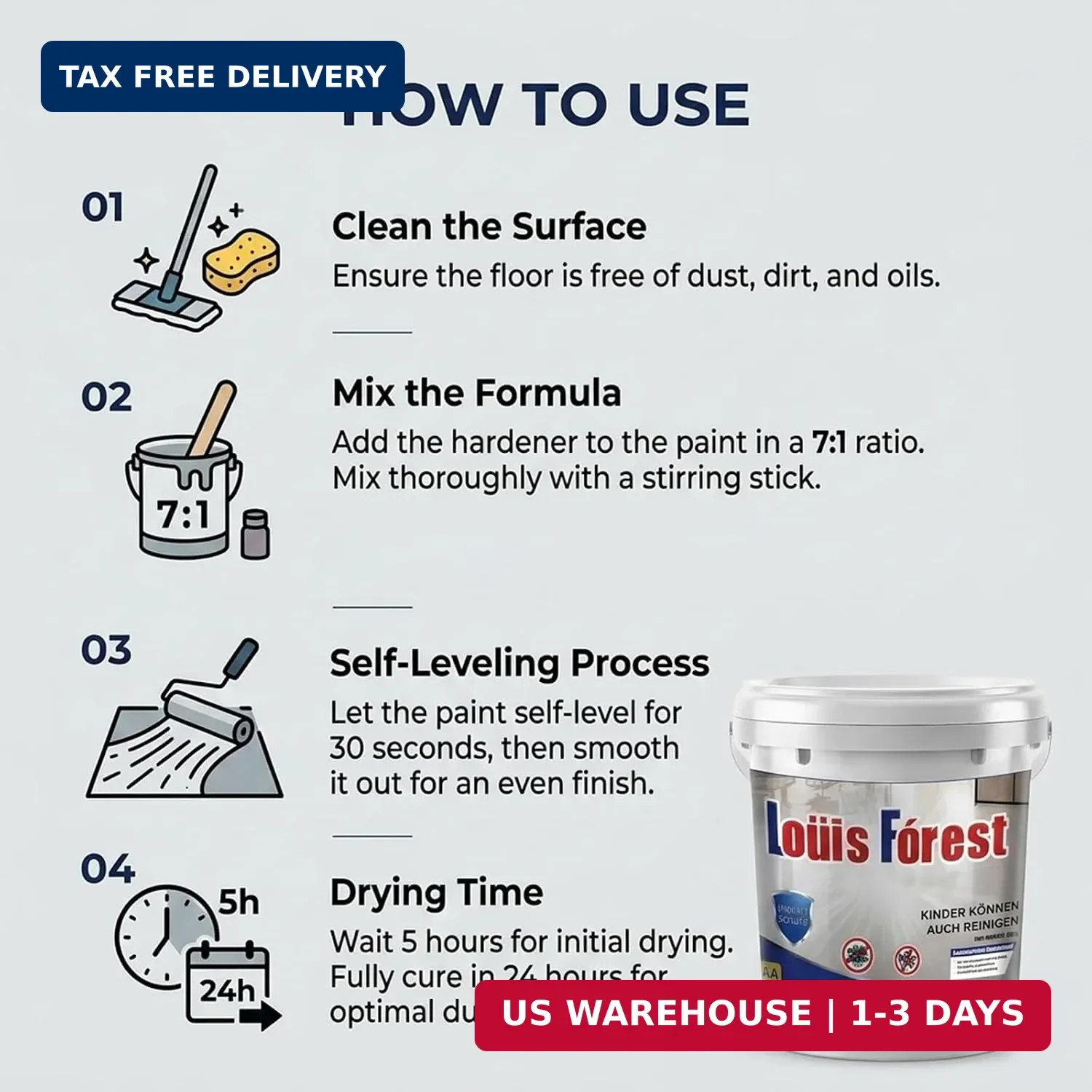 High-Gloss Marble Effect Epoxy Floors Coating, Louis Forest Epoxy Floor Paint, G