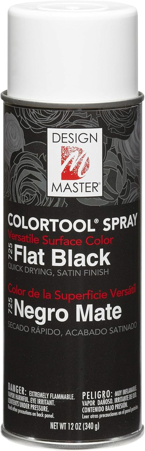 Colortool 725 Flat Black Spray – Fast Drying Satin Finish for Versatile Projects