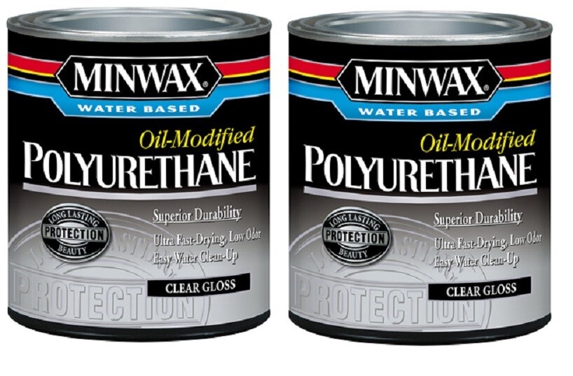 (4) Minwax Qt 63015 Water Based Oil-Modified Polyurethane Clear Gloss