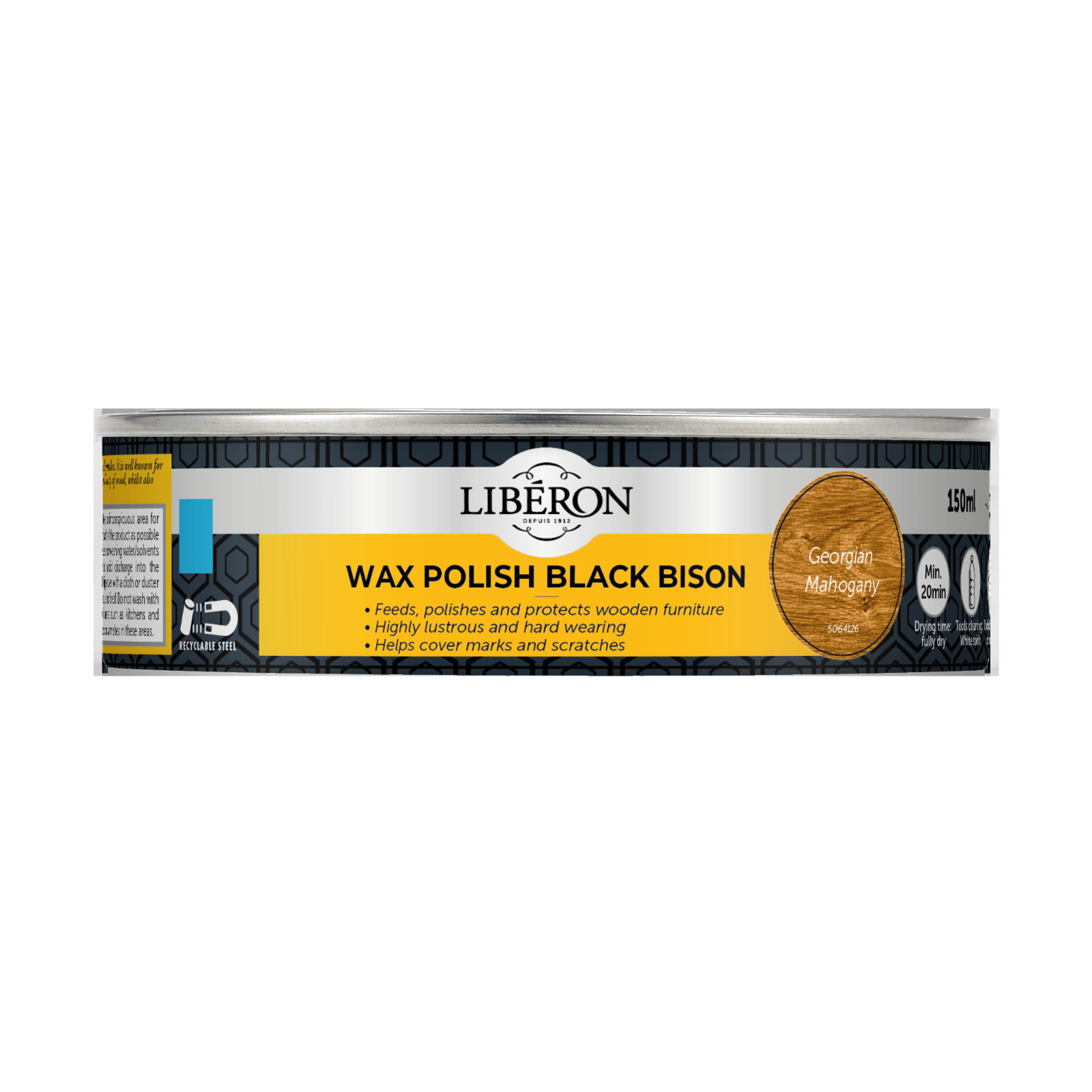 Liberon Wax Polish Black Bison Georgian Mahogany 150ml – Lustrous Wood Finish