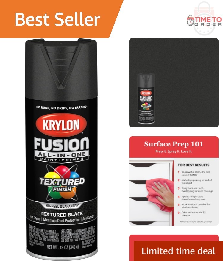 Spray Paint Black Textured 12oz Indoor Outdoor Rust Resistant Durable