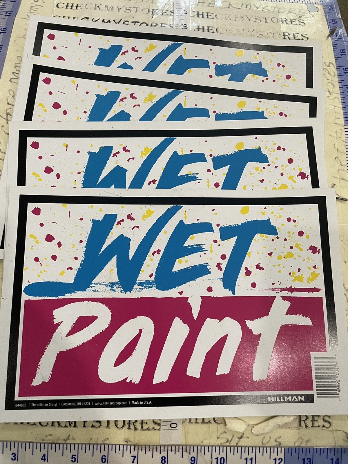 4X New WET PAINT signs 8×12. Colorful Attention Grabbers