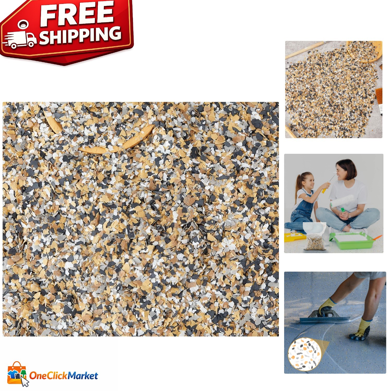 Epoxy Floor Color Chips – 1.54 Lb Decorative Concrete Coating Flakes in 5 Shades
