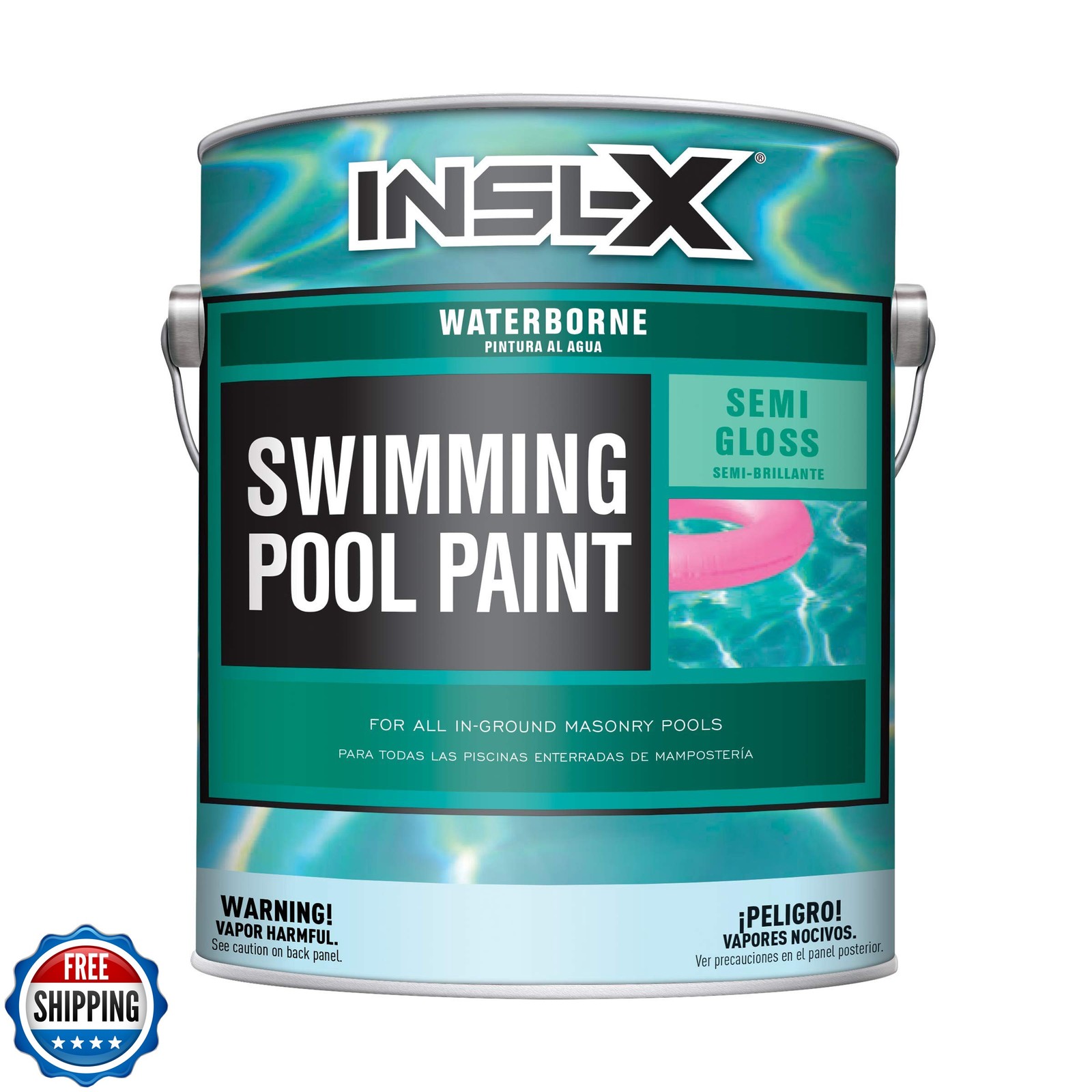 INSL-X Waterborne, Semi-Gloss Acrylic Pool Paint, Aquamarine,1 Gallon,128 Fl …