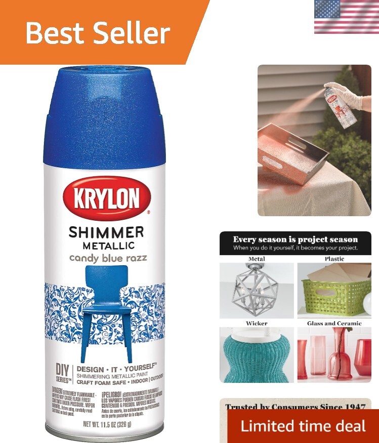 Versatile 11.5-Ounce Blue Shimmer Spray Paint for All Surfaces – Krylon Quality