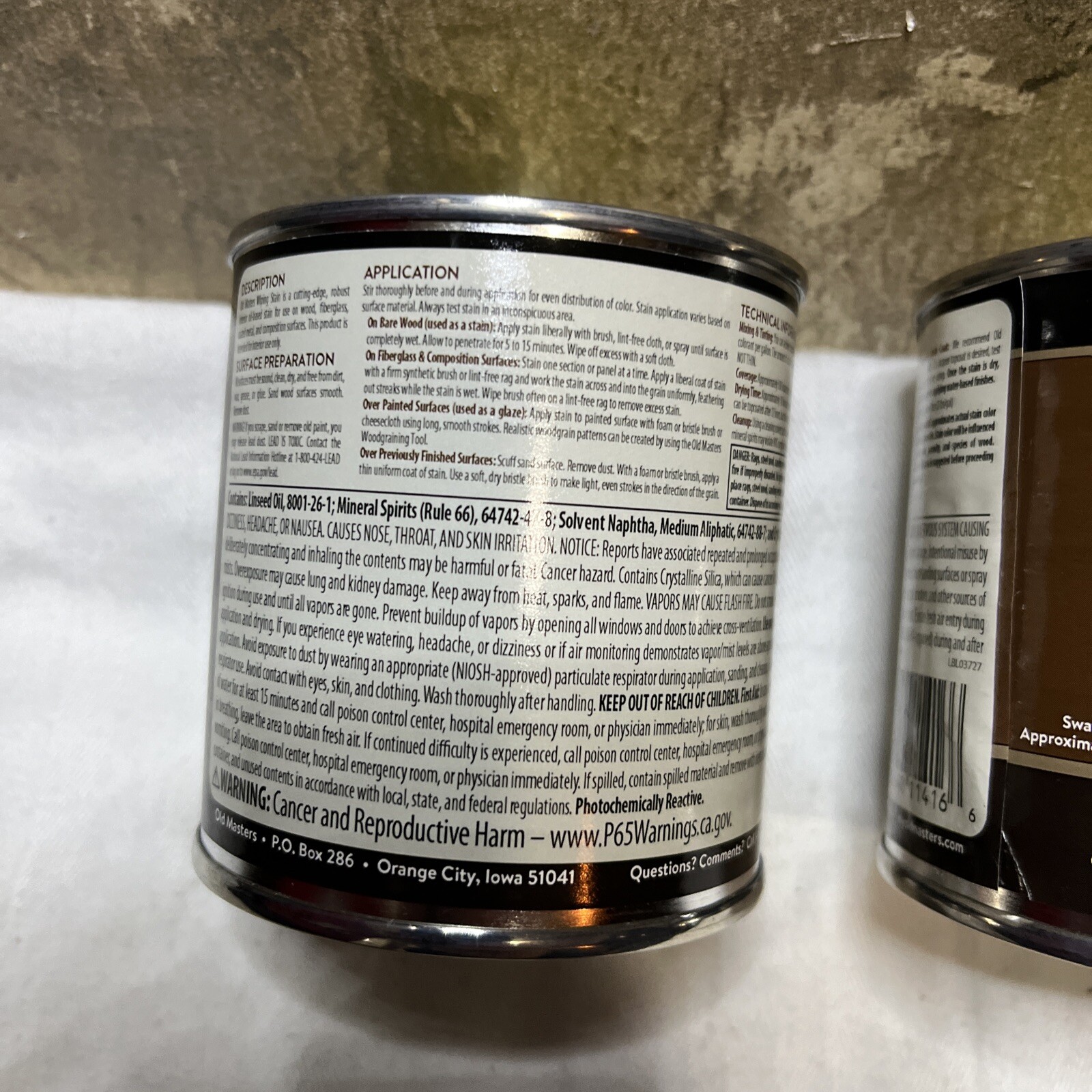 Lot Of 2 Old Masters 11416 Oil Based Wiping Stain, 0.5 pt Can, Red Mahogany