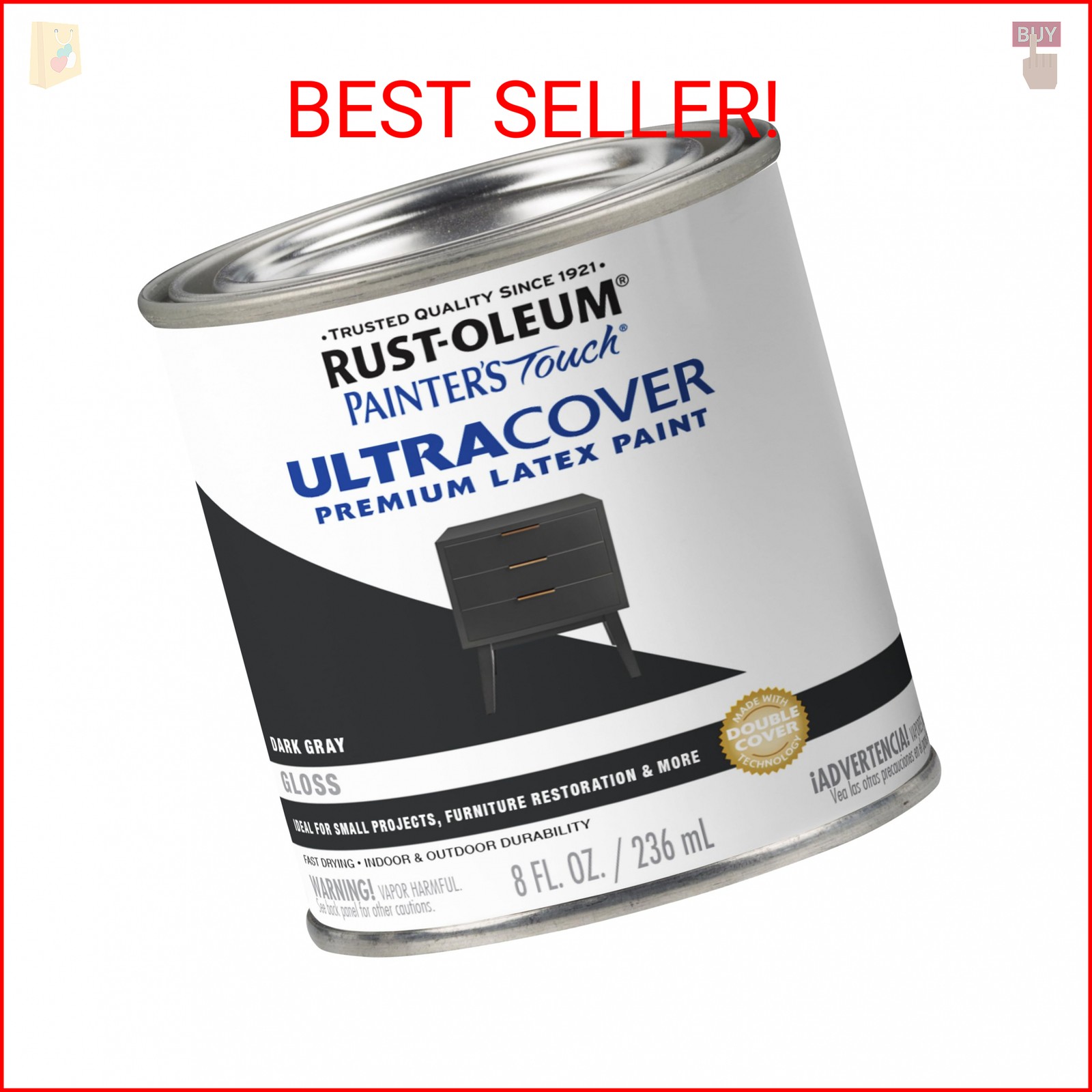 Rust-Oleum 1986730 Brush Painter’s Touch Ultra-Cover Multi-Purpose Enamel Paint,