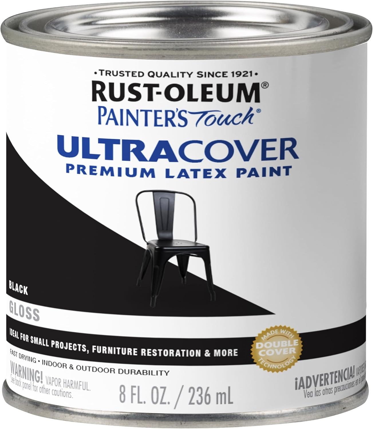 1979730 Painter’S Touch Latex Paint, Half Pint, Gloss Black, 8 Fl Oz (Pack of 1)