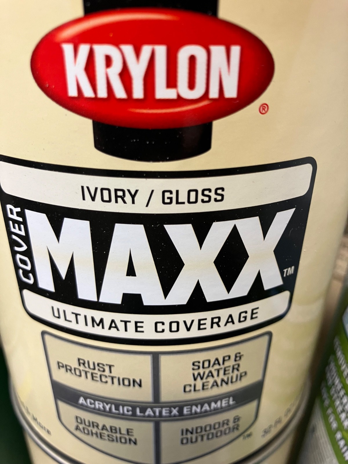 KRYLON COLORmaxx Acrylic Latex Enamel IVORY Gloss Paint, 1 Quart