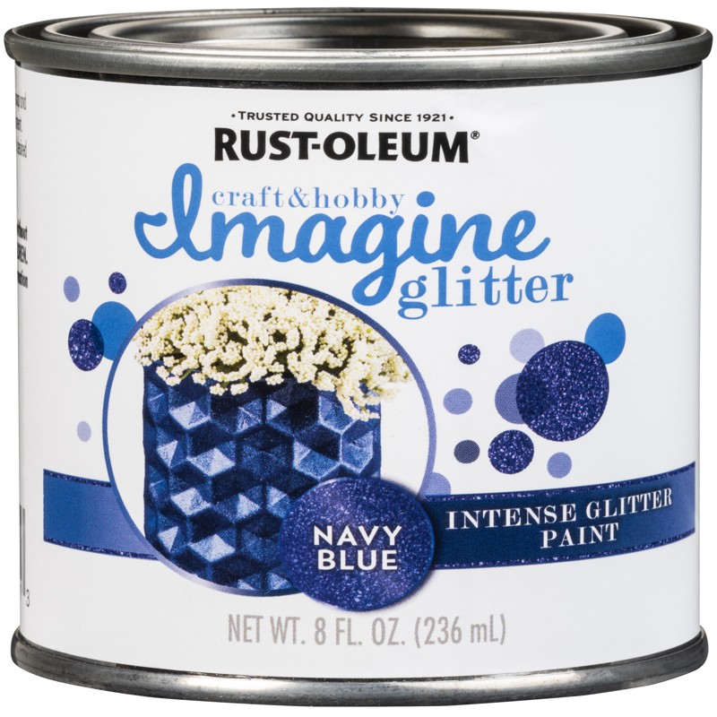 Rust-Oleum 350117 Navy Blue 50 g/L Craft & Hobby Glitter Paint 8 oz. (Pack of 4)