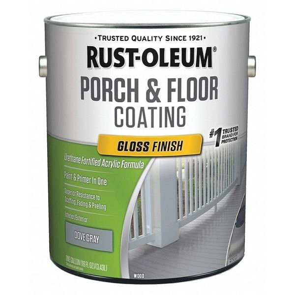 Rust-Oleum 320473 1 Gal Floor Coating, Gloss Finish, Dove Gray, Water Base