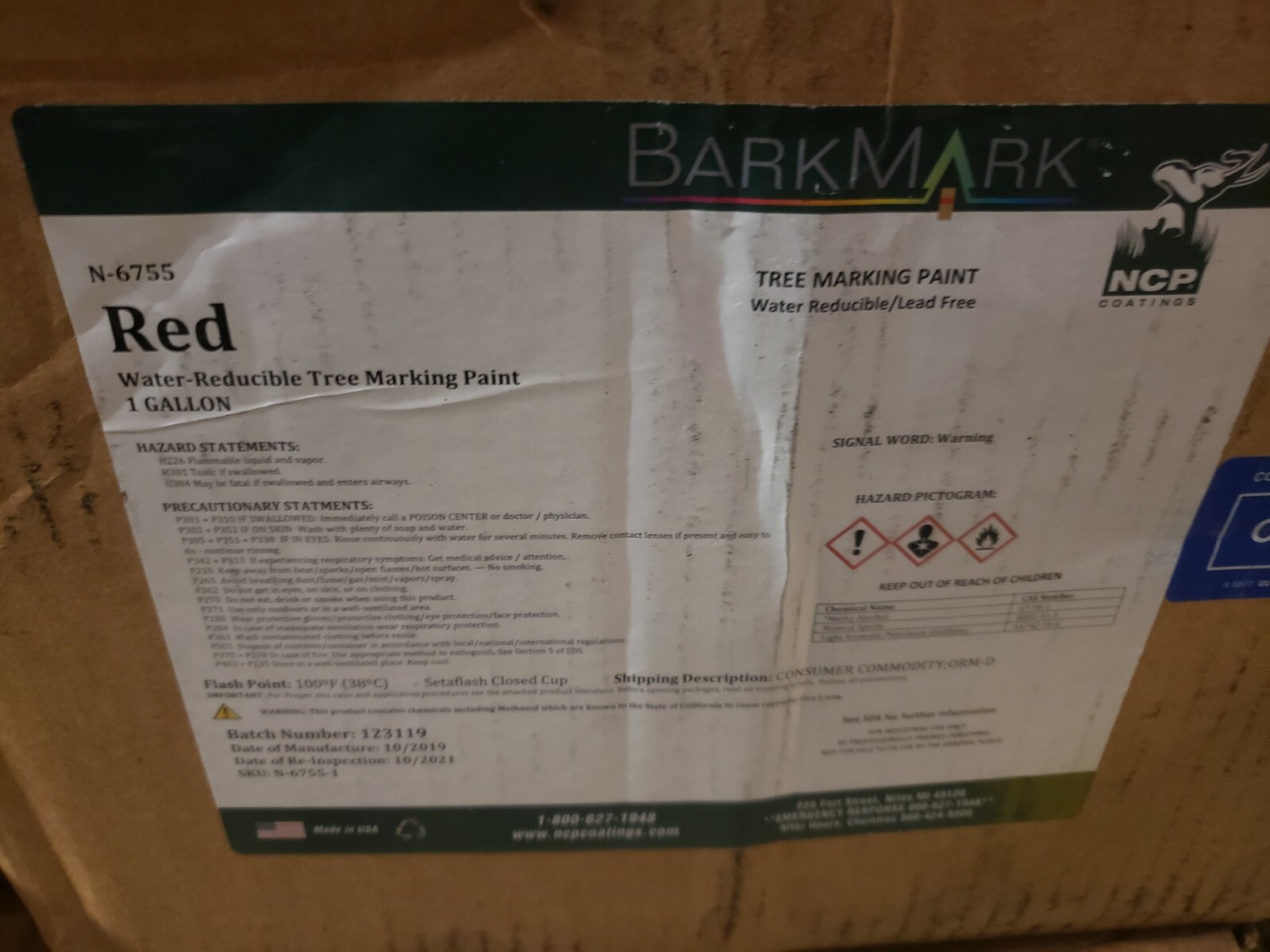 BarkMark Tree Marking Paint Red N-6755 (4 – 1 GALLON JUGS PER CASE)