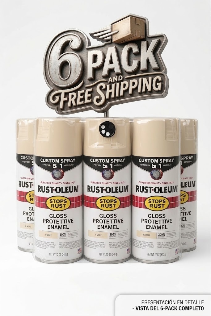 Rust-Oleum 376879-6PK Stops Rust Custom Spray 5-in-1 Spray Paint, 12 oz, Satin
