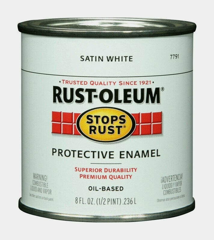 Rust-Oleum SATIN WHITE 0.5pt Stops Rust PROTECTIVE ENAMEL Oil-Based 7791-730 NEW