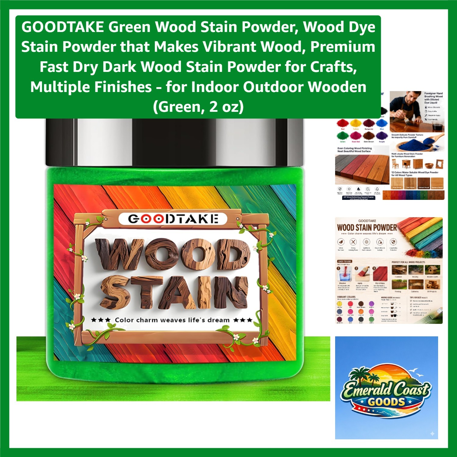 Green Wood Stain Powder, Wood Dye Stain Powder that Makes Vibrant Wood, Fast…