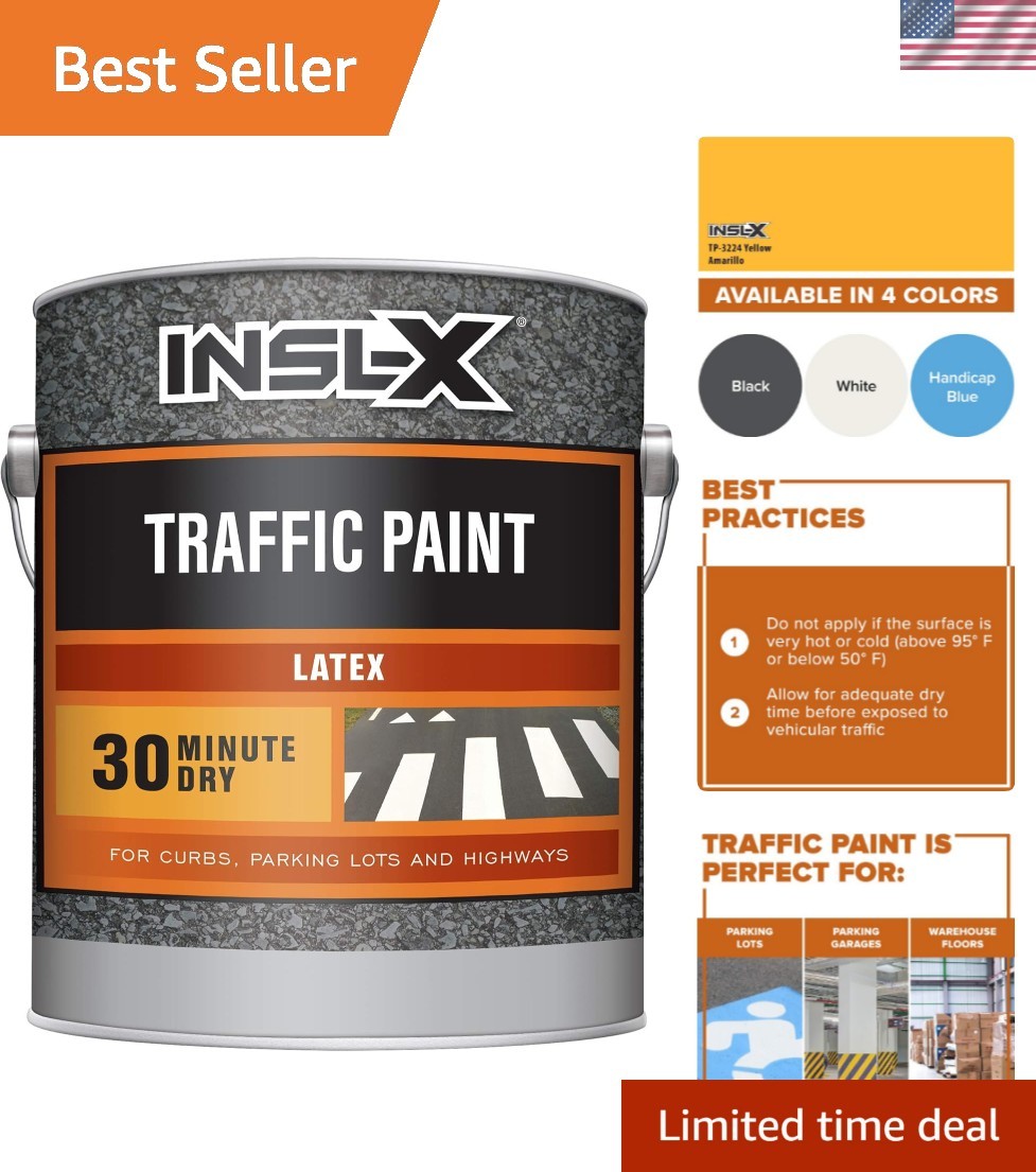 Acrylic Latex Traffic Paint, Yellow, 1 Gallon