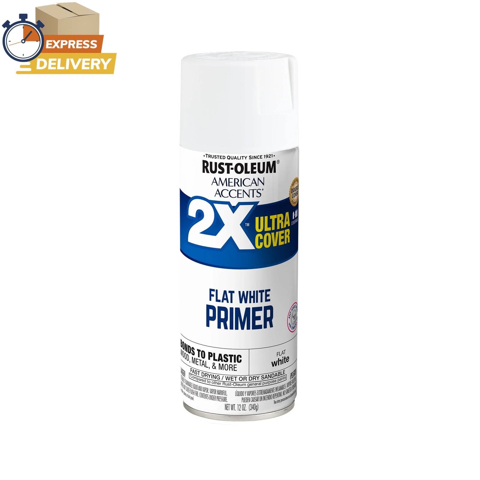 (6 Pack) White Primer, American Accents 2X Ultra Cover Flat Spray, 12 Oz 👌✅