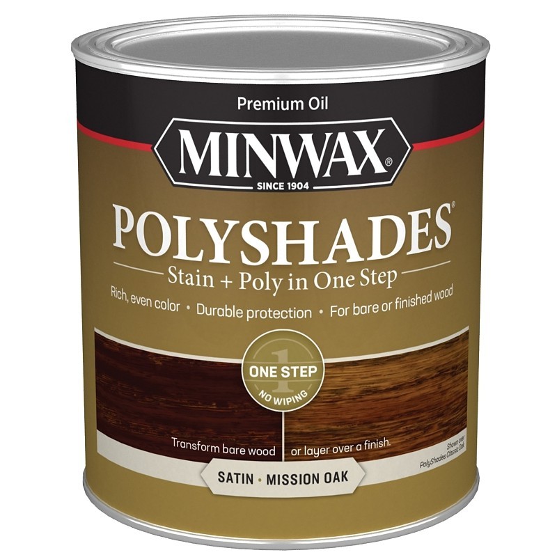 Minwax PolyShades 613850444 Wood Stain and Polyurethane, Satin, Mission Oak, Liq