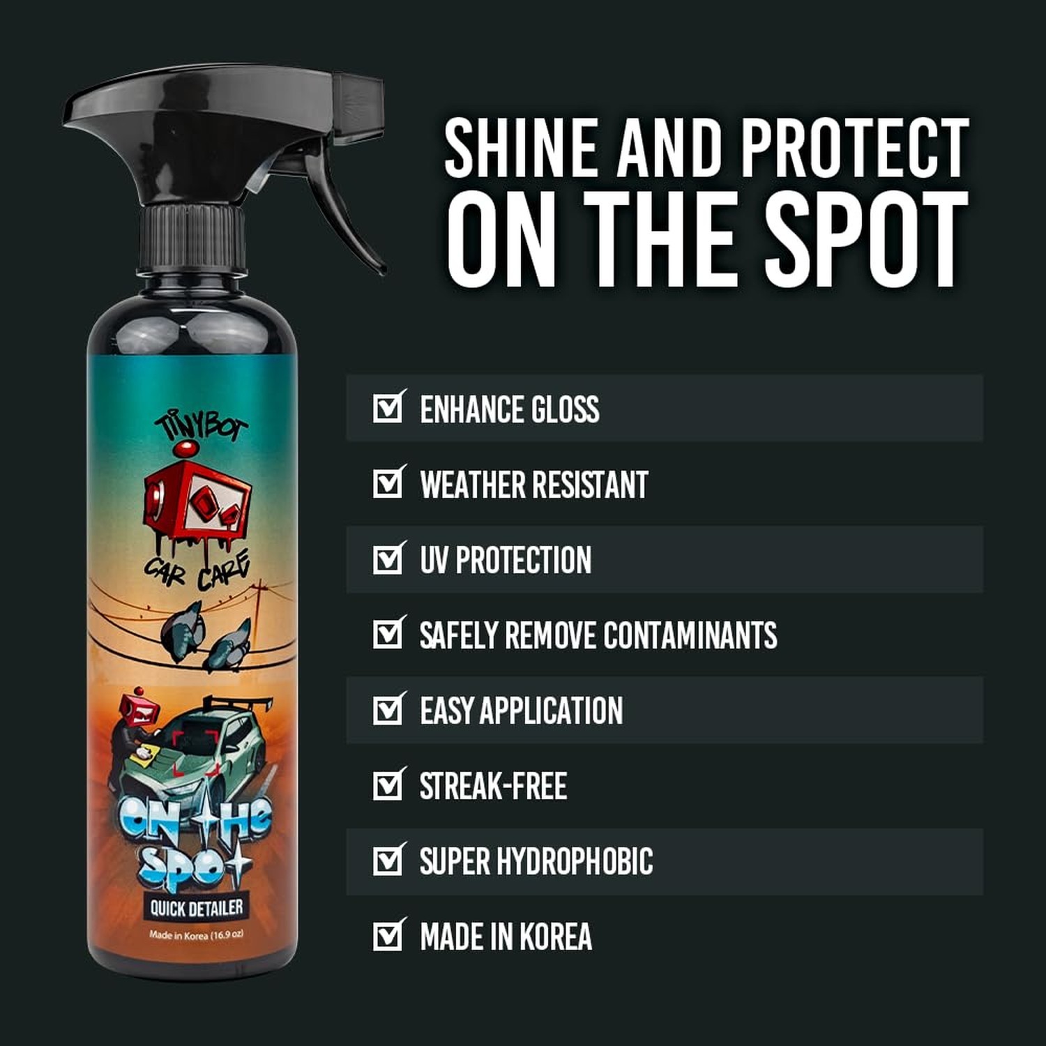 Tinybot On the Spot Quick Detail Spray- For Gloss Finish Vehicle – Waterless …