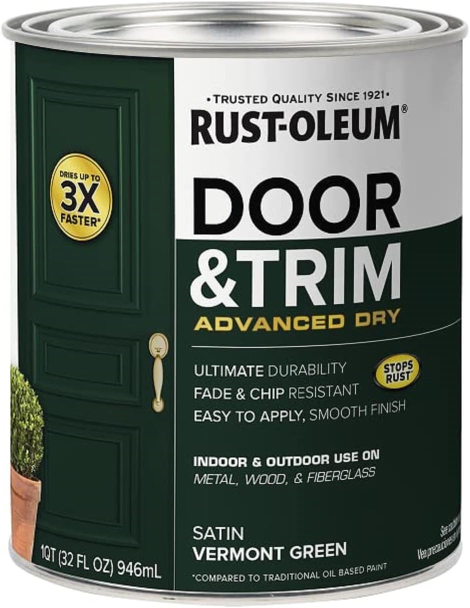 376514 Advanced Dry Door & Trim Paint, Quart, Satin Vermont Green
