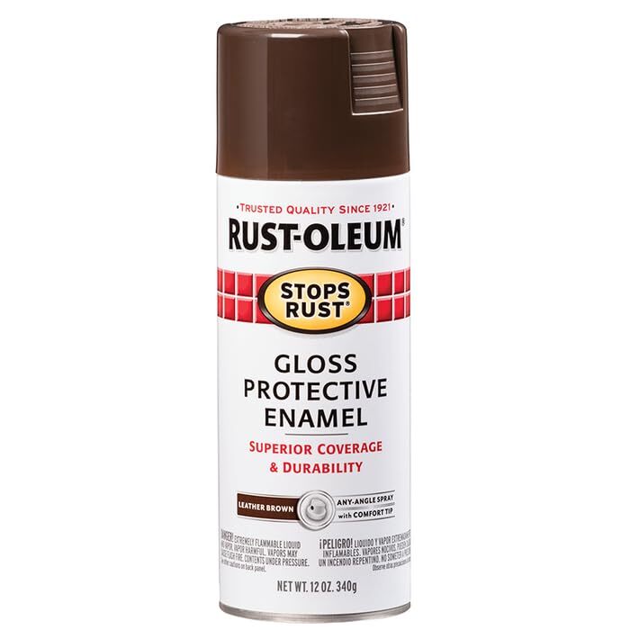 Rust-Oleum Stops Rust Spray Paint, 12 oz, Gloss Leather Brown – Durable Finish
