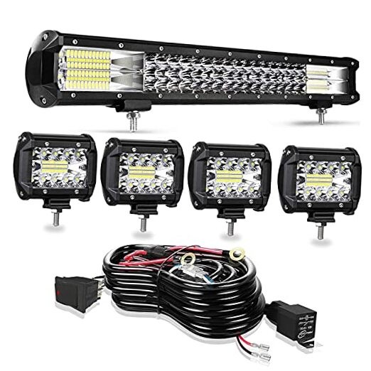 20 Inch 288W Spot Flood Combo Off Road Light Bar 4Pcs 4 Inch 60W LED Pod Fog