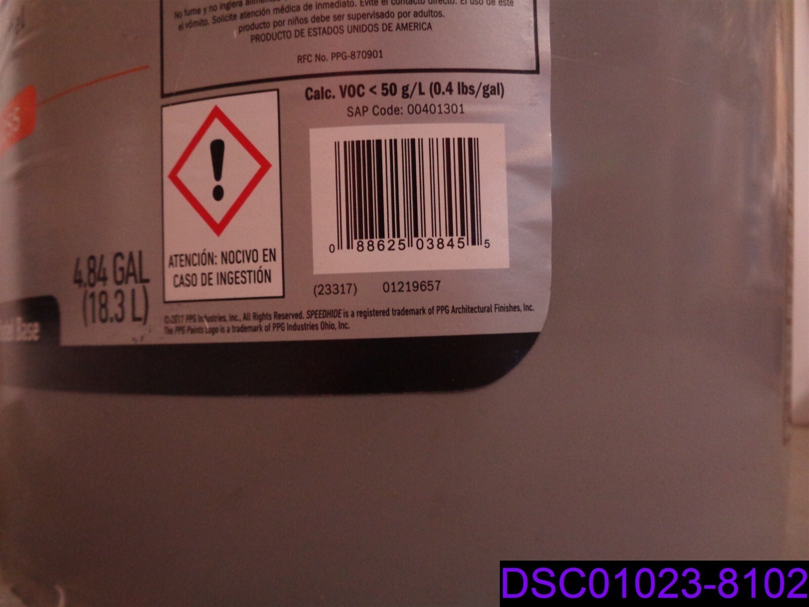 PPG Speedhide Semi-Gloss White & Pastel Interior Enamel Latex 6-500, 5 Gallon