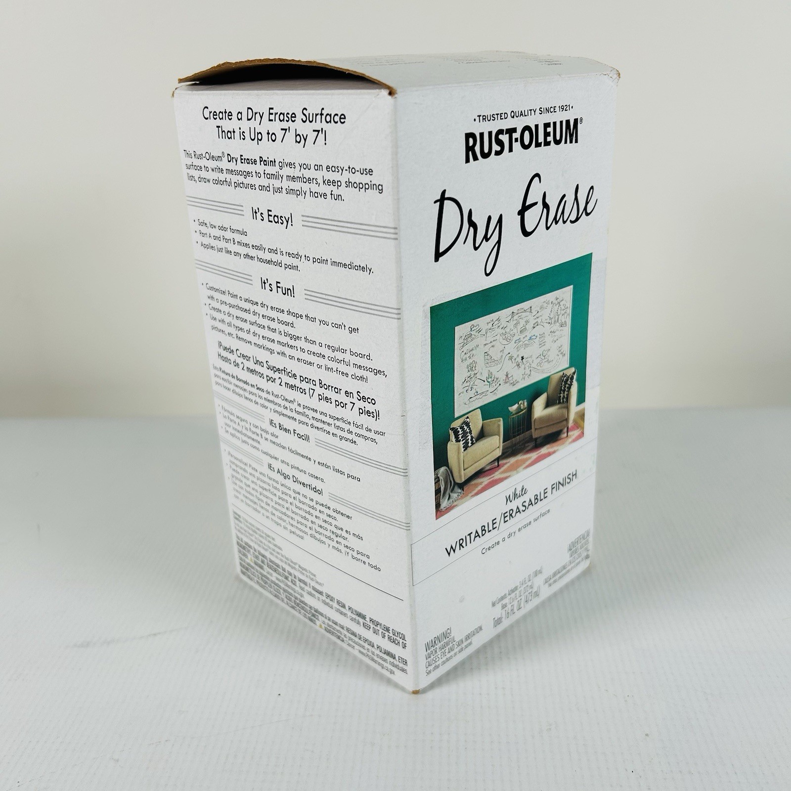 Rust-Oleum Dry Erase Kit Writeable Erasable Finish Walls Doors More 16 FL Oz NIB