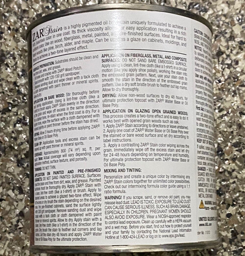 1 Quart Can ZAR 115 AGED BOURBON Multi Surface Interior Stain Wood 11512