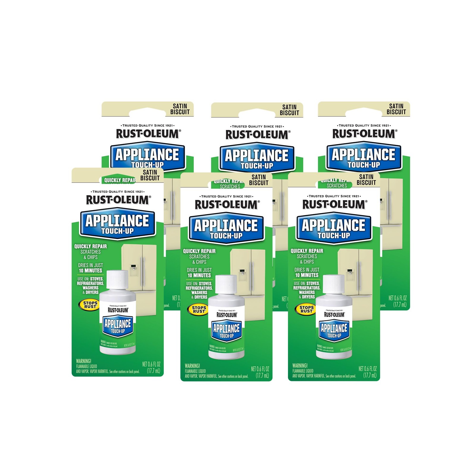 Rust Oleum 0.6 Fl Oz Appliance Touch Up Paint Pack Of 6 Glossy Repair Kit